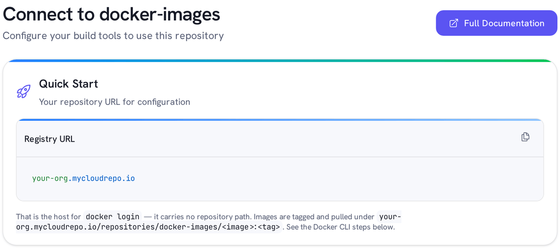 Connect to docker-images: the registry host for docker login, and the path images are tagged and pulled under.