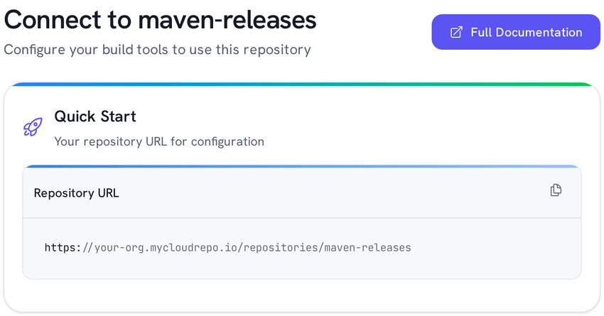 Connect to maven-releases: the repository URL to put in your Maven settings.