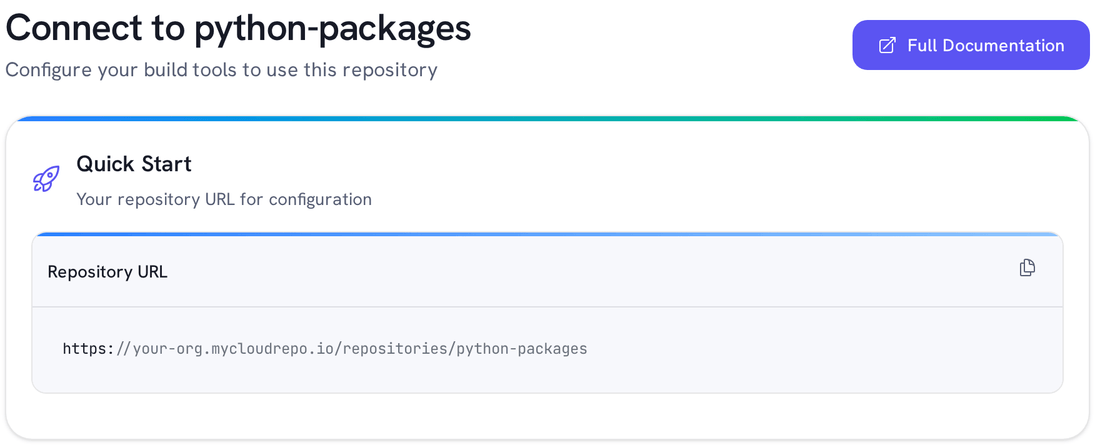 Connect to python-packages: the repository URL for pip, uv and twine.
