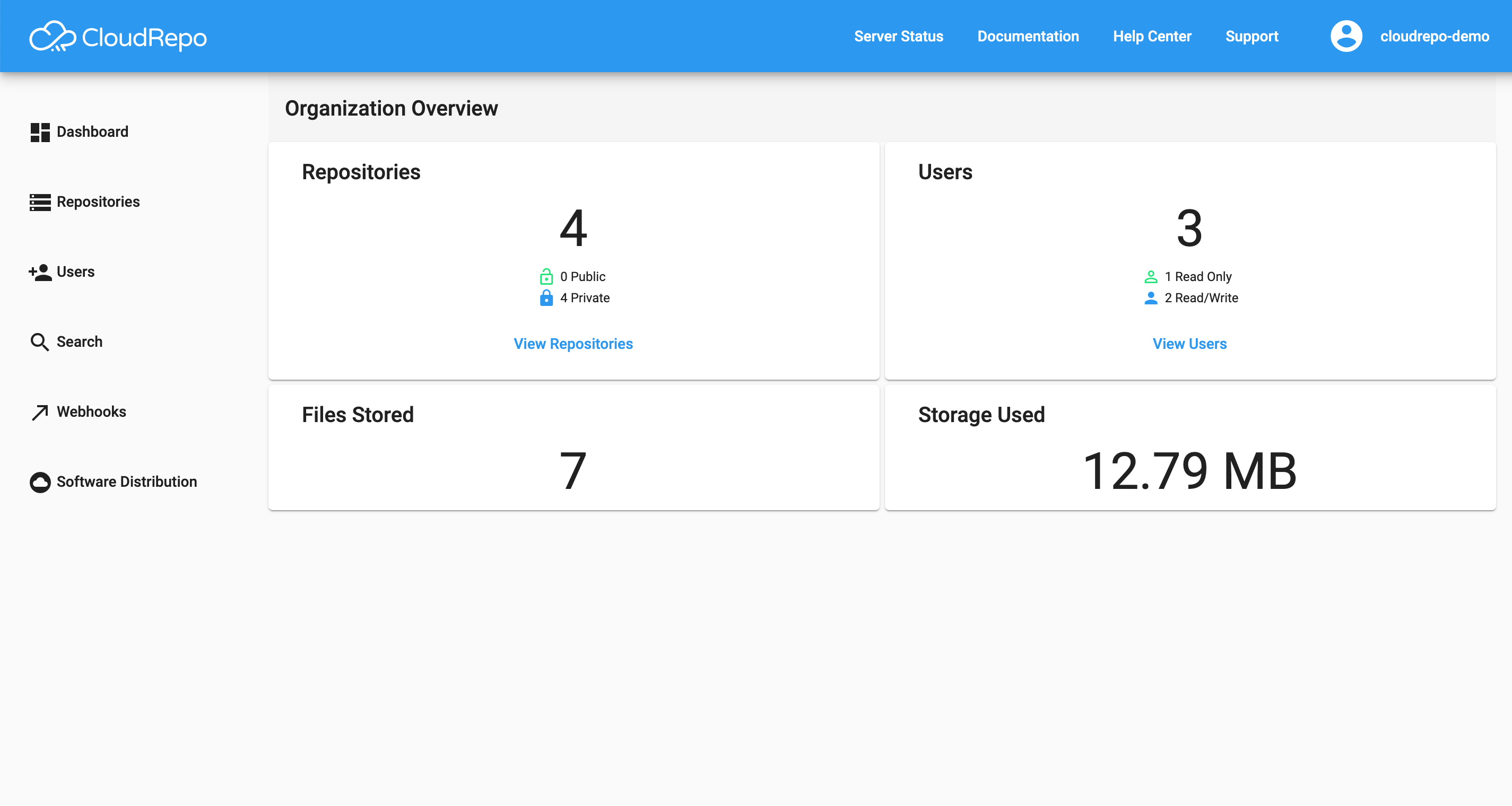 CloudRepo dashboard