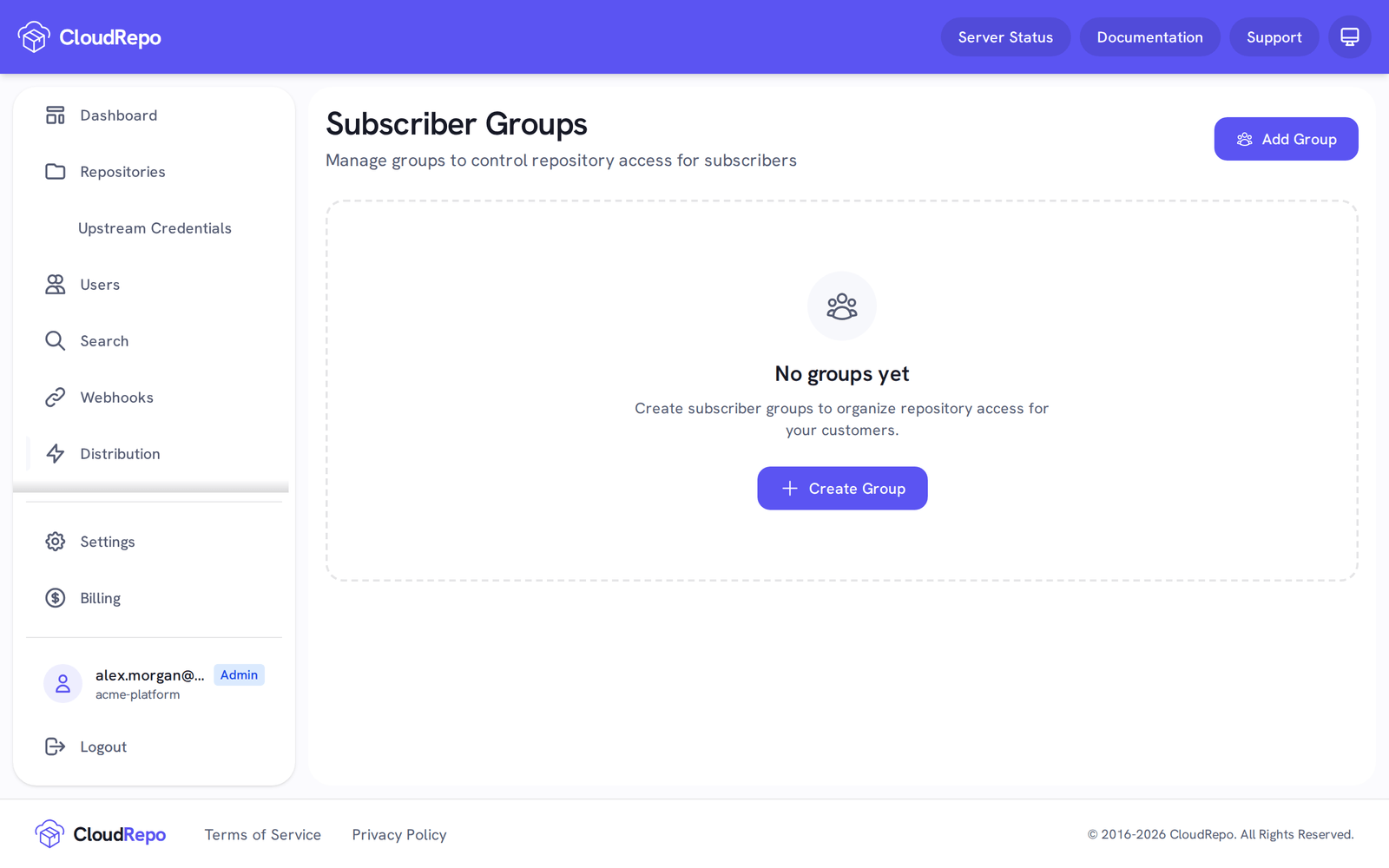 Subscriber Groups reads No groups yet.