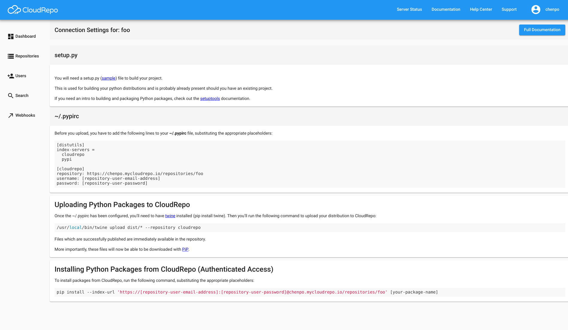 Python repository interface